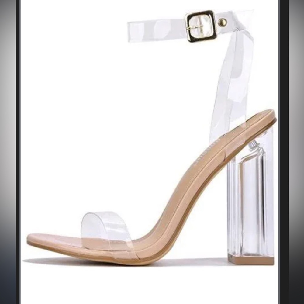 Brand new Nude clear heels 8.5